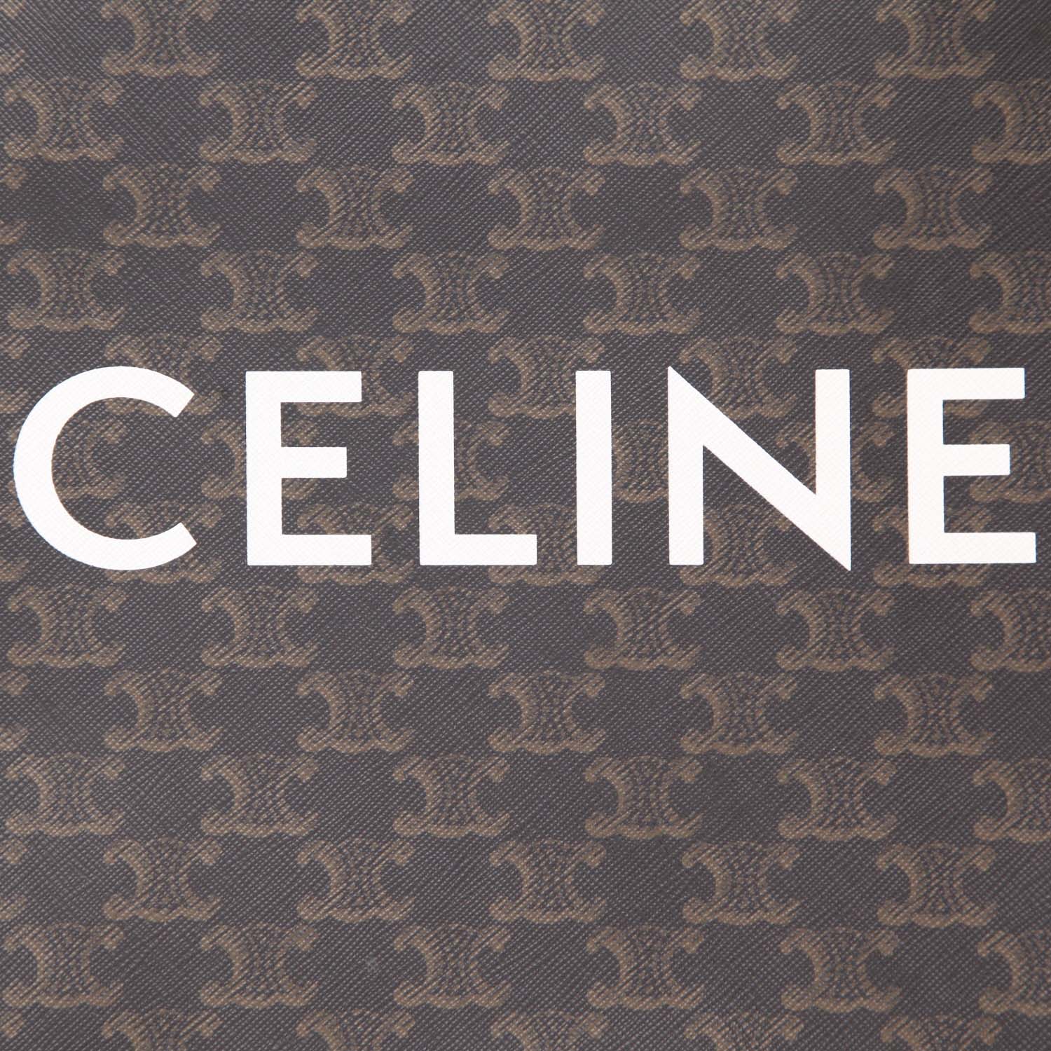 Borsa Celine  Vertical in tela "Triomphe" marrone e pelle marrone - Detail D2