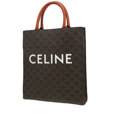 Bolso de mano Celine  Vertical en tejido "Triomphe" marrón y cuero marrón