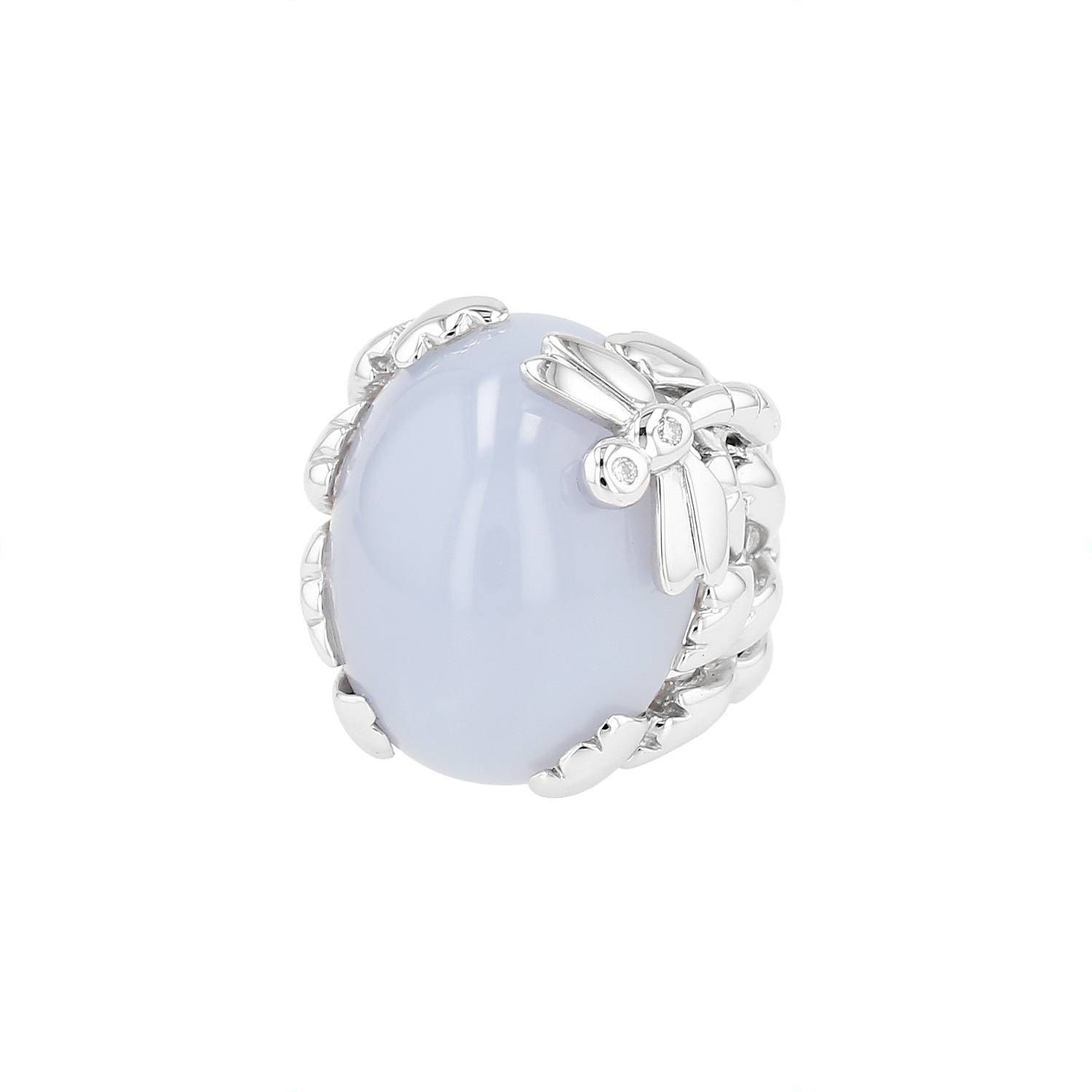 Dior Gourmande large model ring in white gold, chalcedony and diamondsand