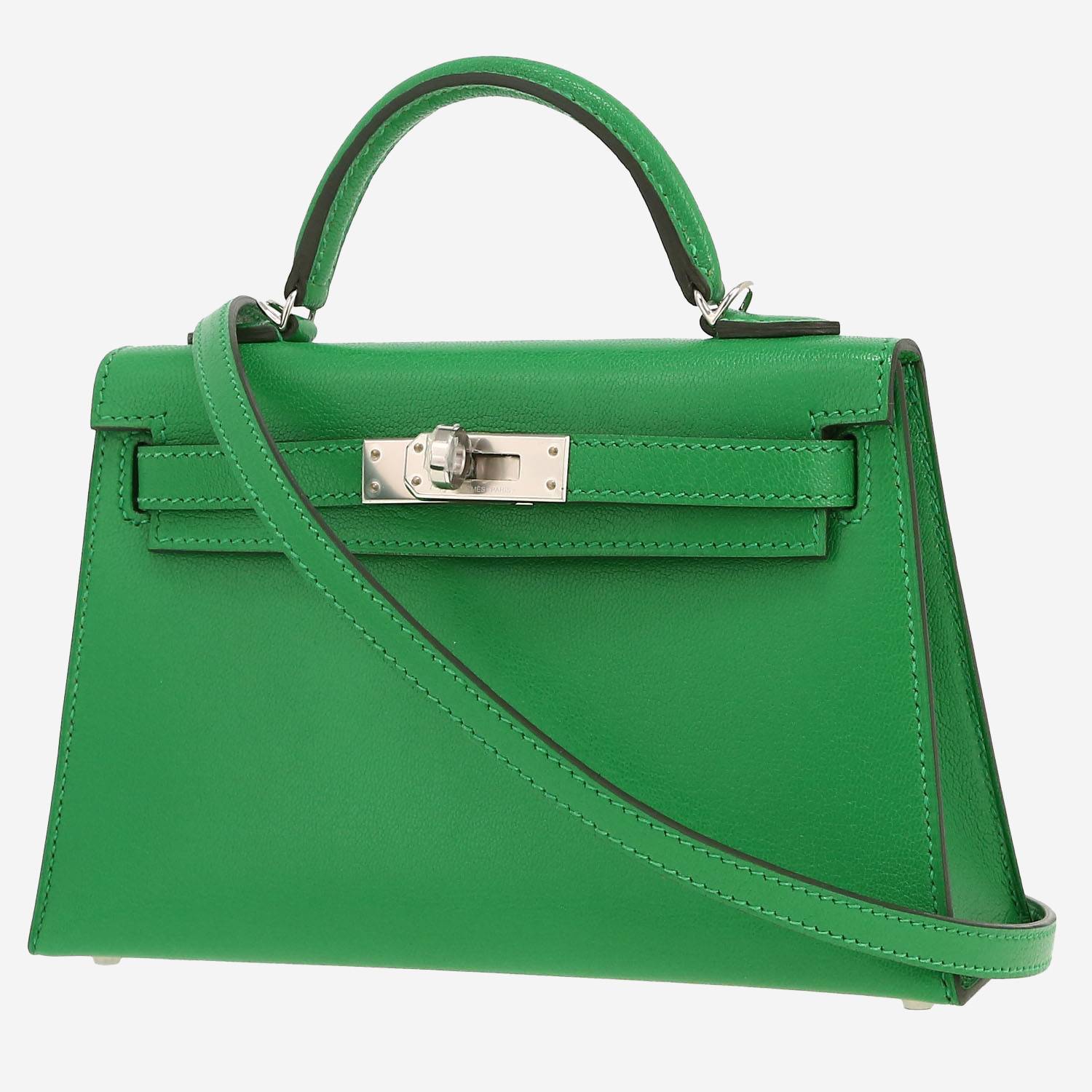 Bolso de mano Hermès  Kelly 20 cm en cuero chèvre Chamkila verde Bamboo
