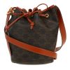 Celine  Seau petit shoulder bag  in brown "Triomphe" canvas  and brown leather - 00pp thumbnail