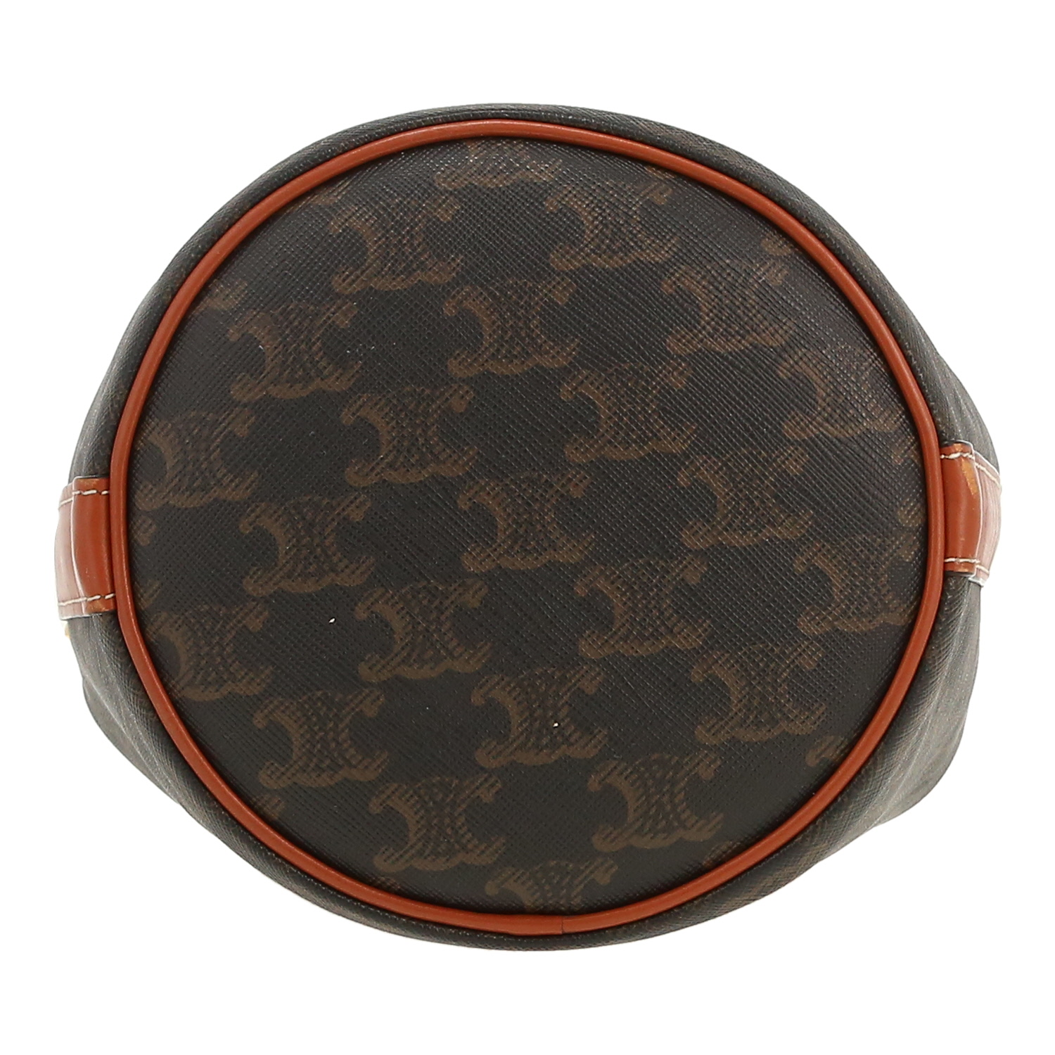 Sac bandoulière Celine  Seau petit en toile Triomphe marron et cuir marron - Detail D1