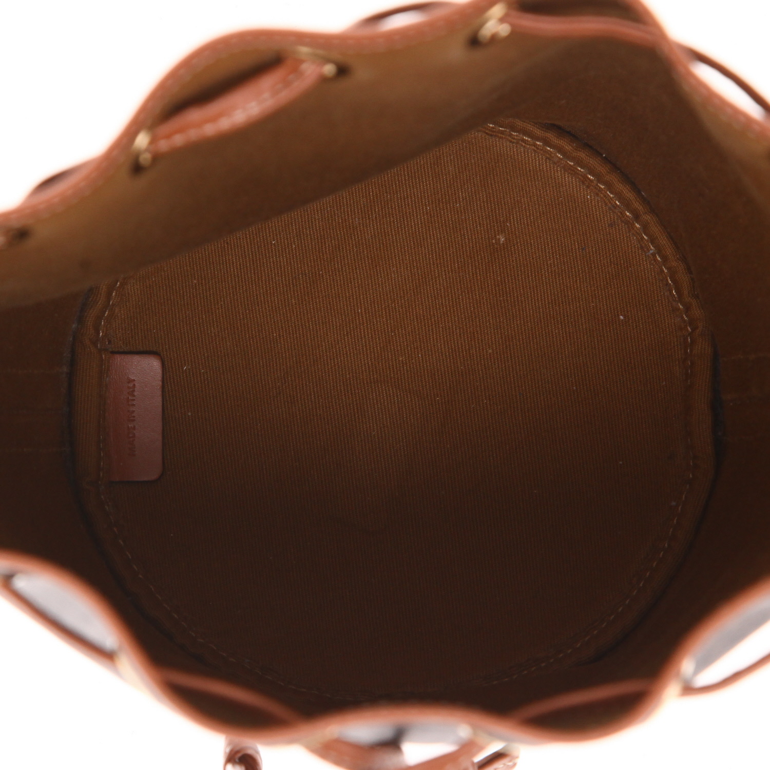 Celine  Seau petit shoulder bag  in brown "Triomphe" canvas  and brown leather - Detail D3