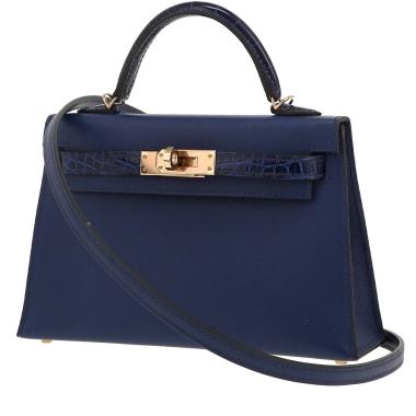 Sac bandoulière Hermès  Kelly Touch 20 cm en veau Madame Bleu Saphir et alligator Bleu Saphir