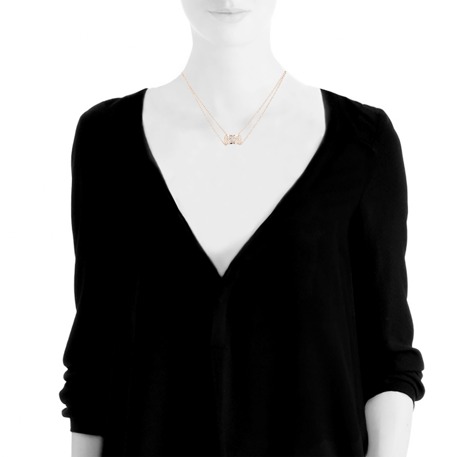Collier Chanel Coco Crush en or rose et diamants - Detail D1