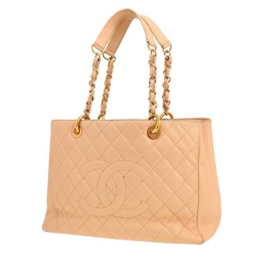Chanel  Shopping GST shopping bag  in beige quilted grained leather