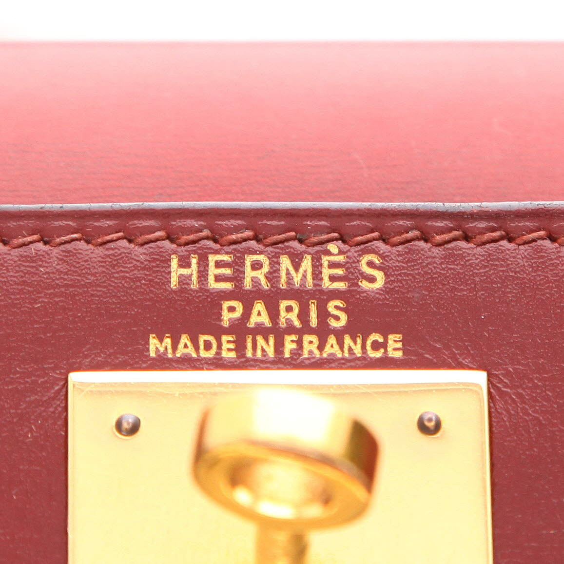 Sac à main Hermès  Kelly 28 cm en cuir box rouge bordeaux et bleu-marine - Detail D2