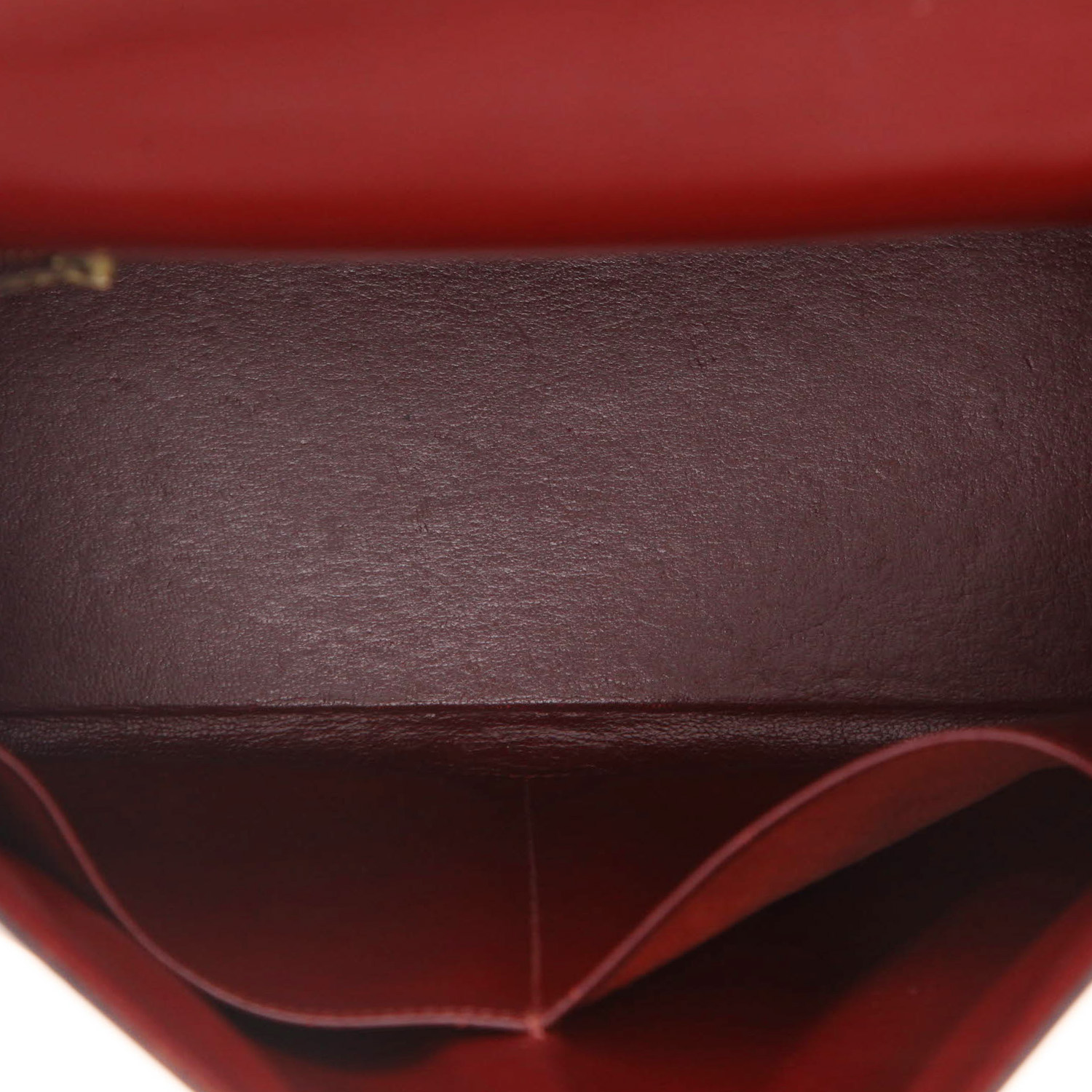 Bolso de mano Hermès  Kelly 28 cm en cuero box rojo color burdeos y azul marino - Detail D3