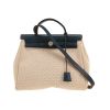 Hermès  Herbag bag worn on the shoulder or carried in the hand  in beige canvas  and navy blue leather - 360 thumbnail