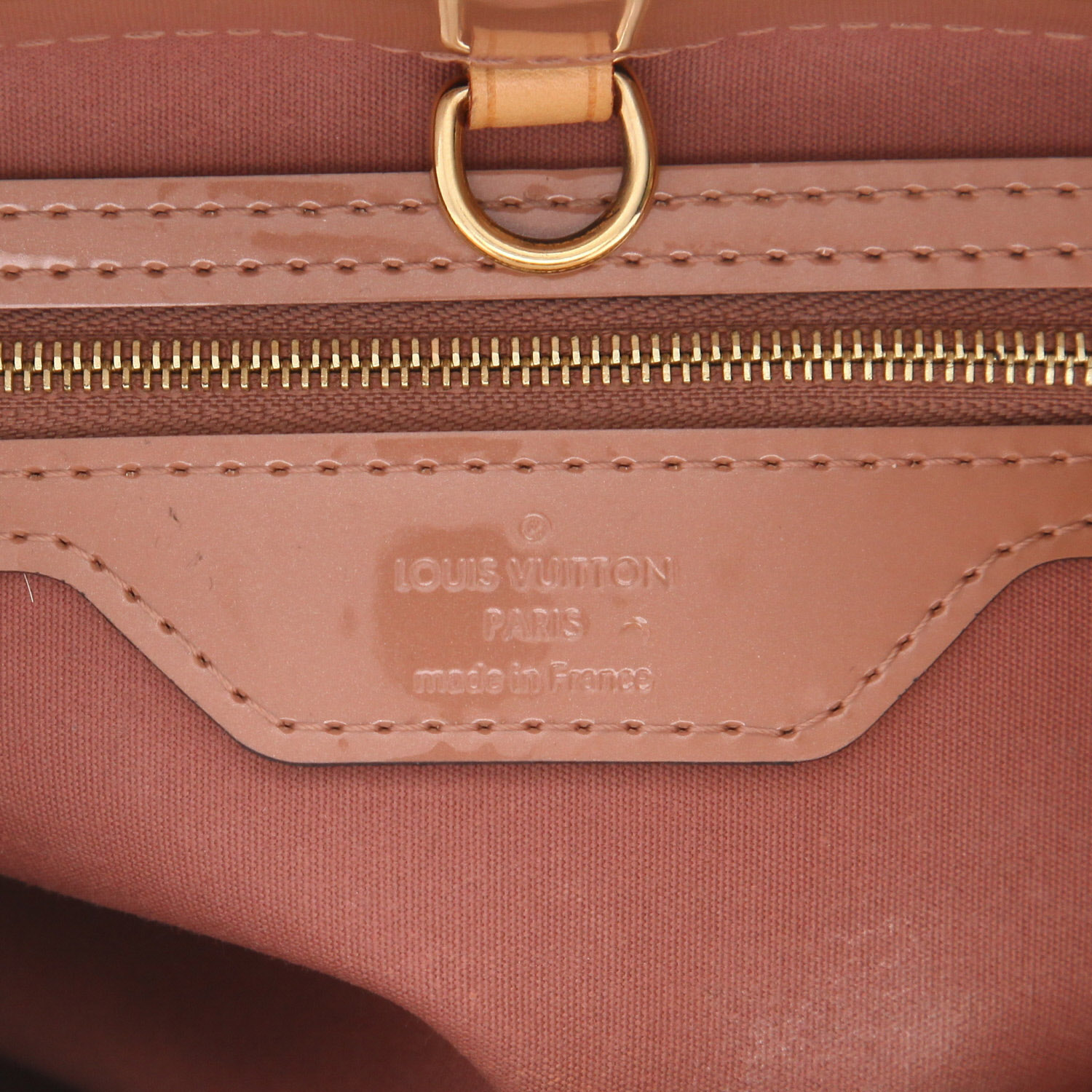 Borsa Louis Vuitton  Catalina in pelle verniciata monogram marrone e pelle naturale - Detail D2