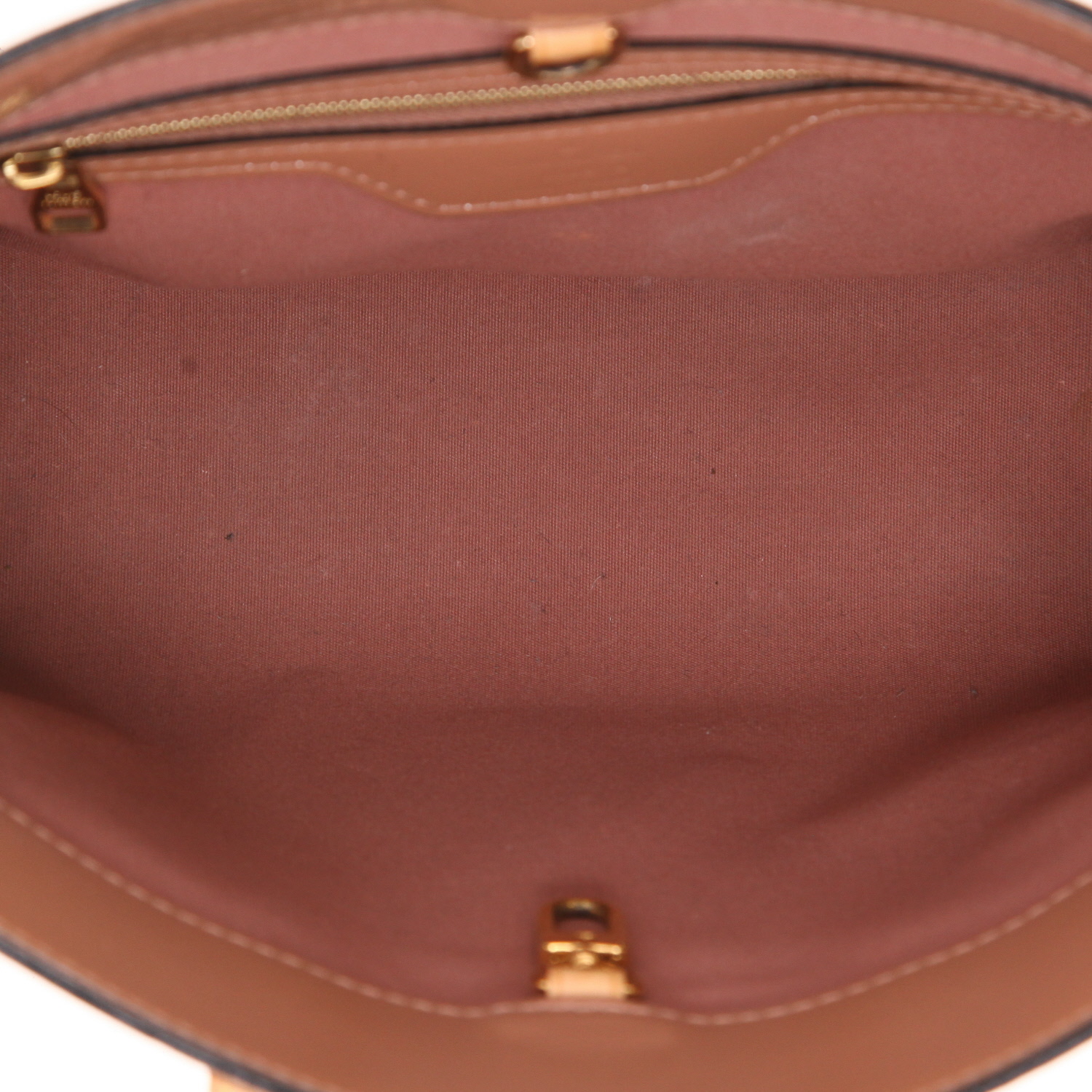 Louis Vuitton  Catalina handbag  in brown monogram patent leather  and natural leather - Detail D3