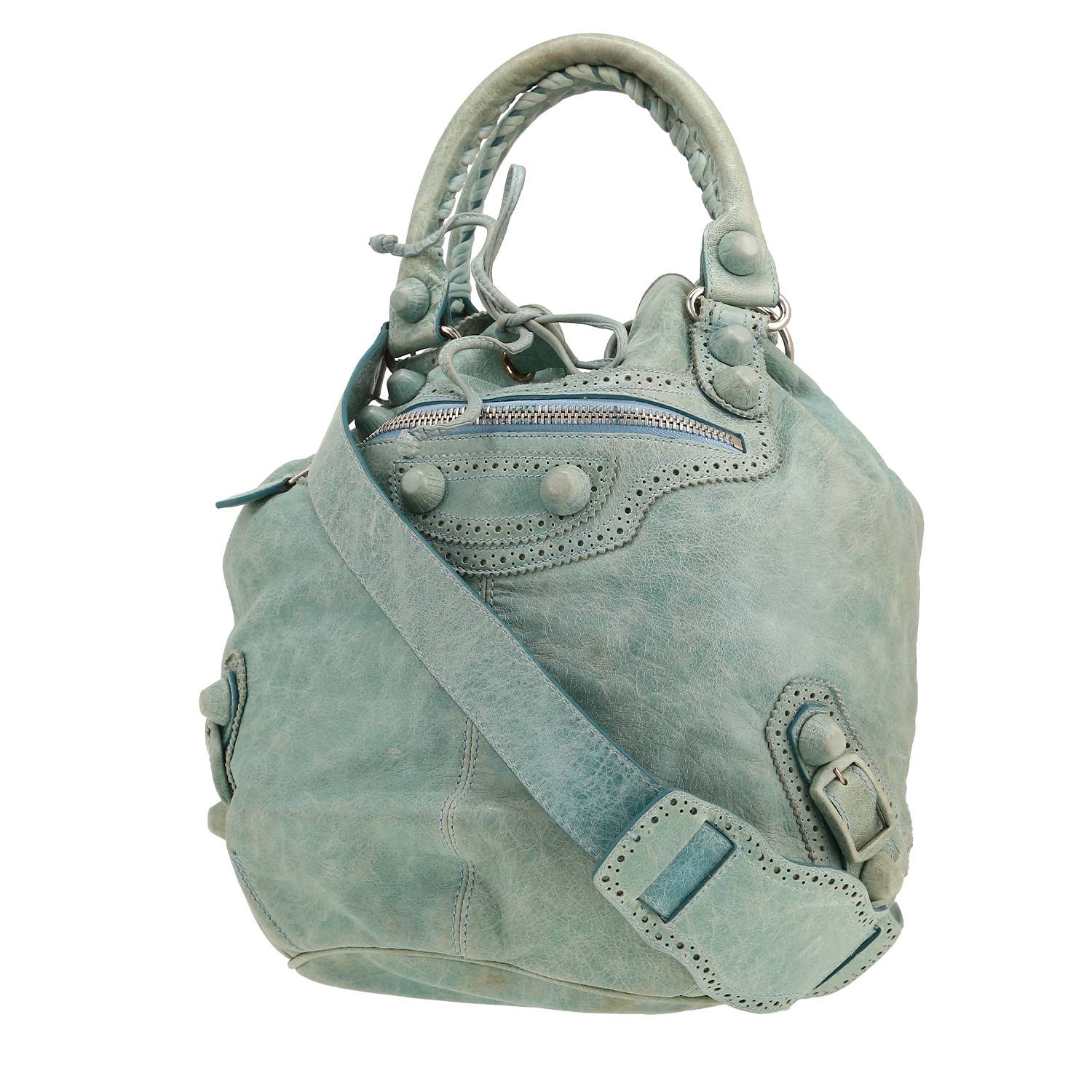 Balenciaga handbag in blue burnished leather