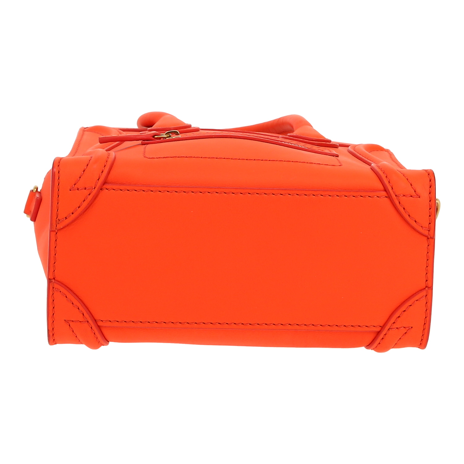Celine  Luggage Nano shoulder bag  in orange leather - Detail D1