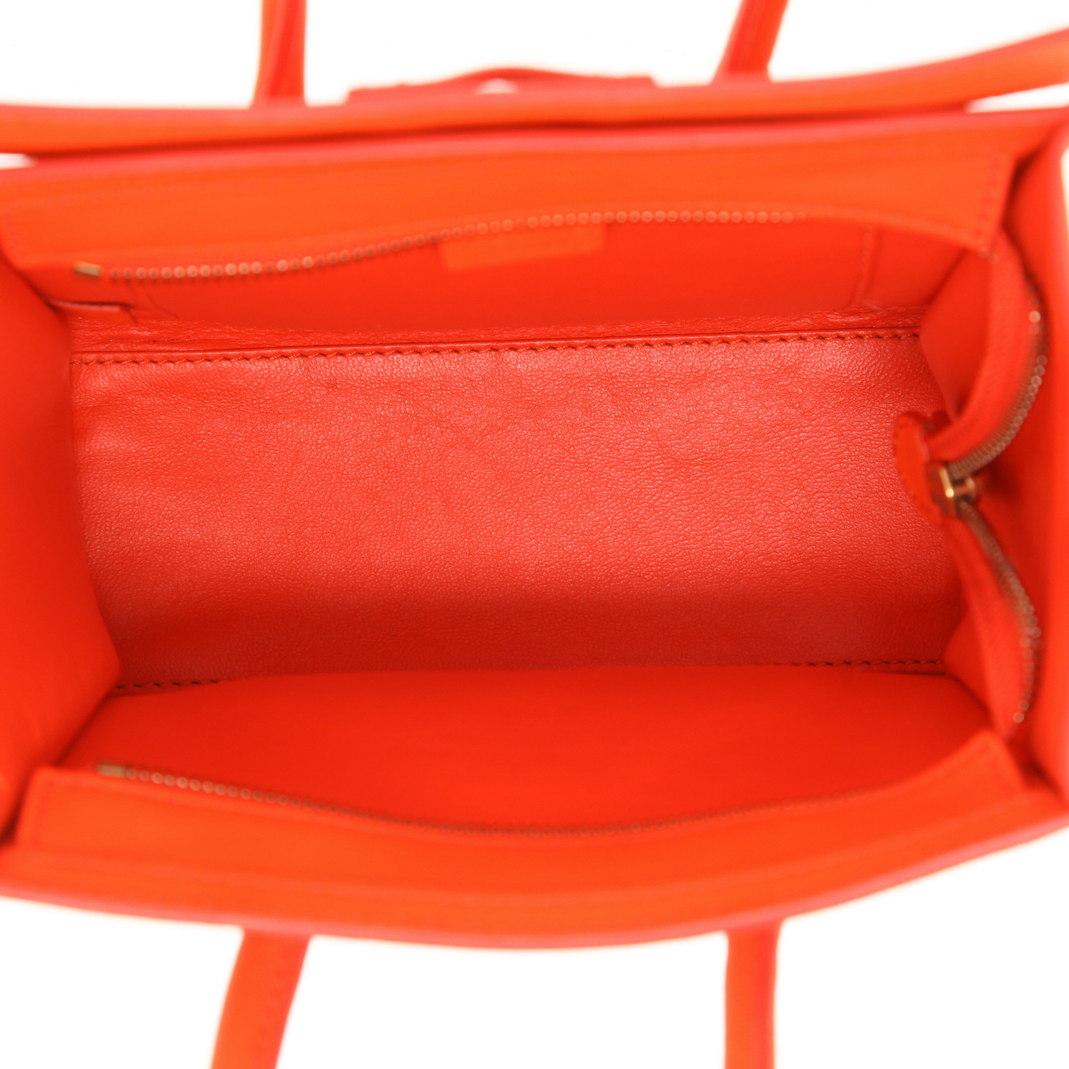 Celine  Luggage Nano shoulder bag  in orange leather - Detail D3