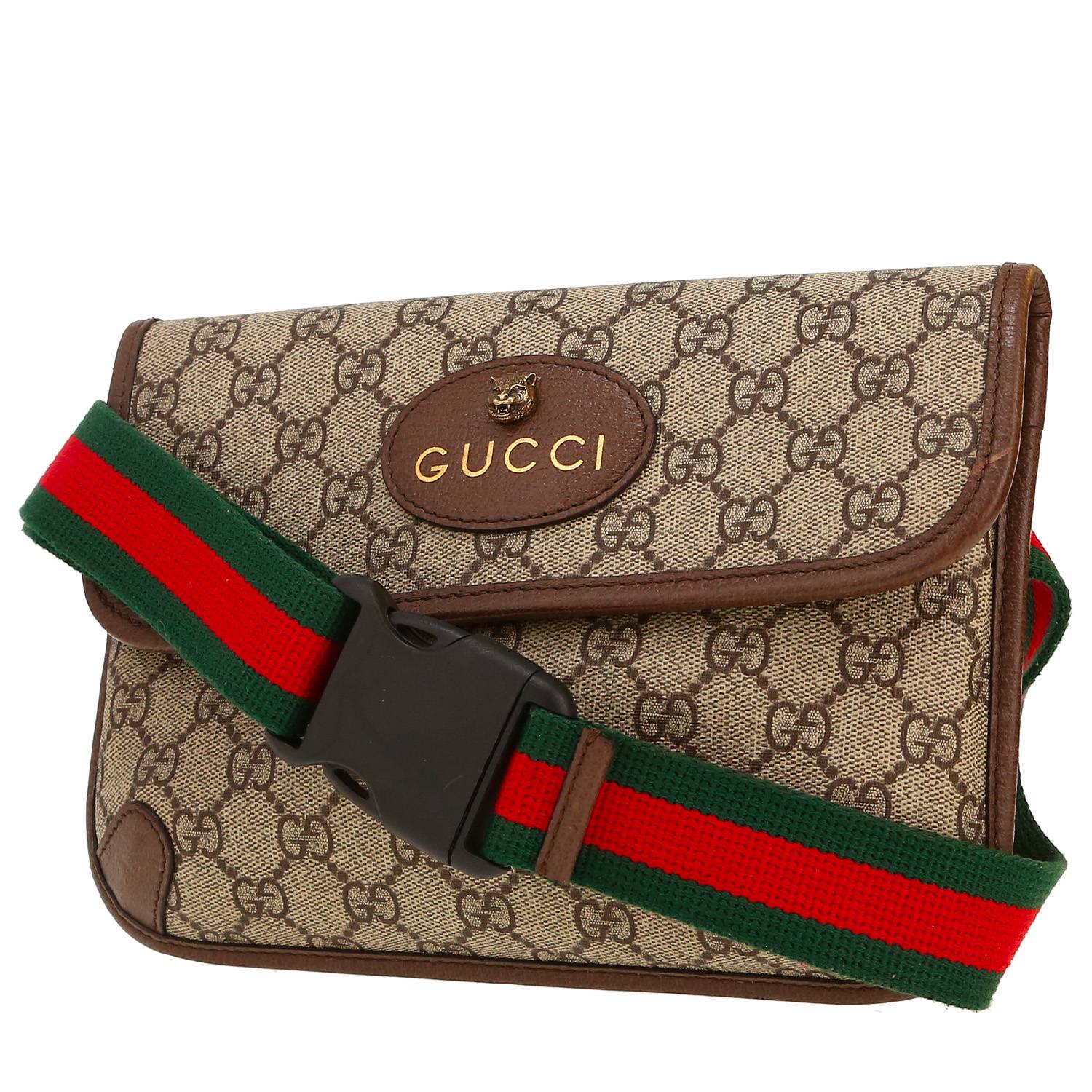 Borsa a tracolla Gucci   in tela "sûpreme GG" beige e pelle marrone