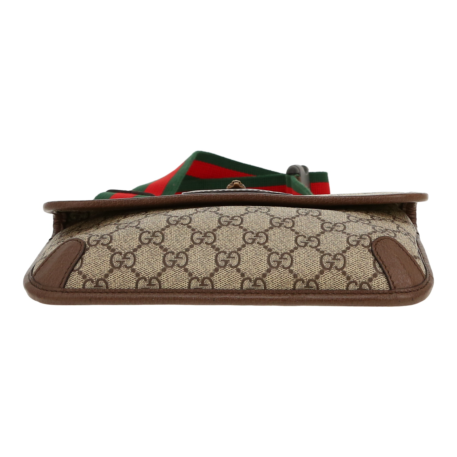 Borsa a tracolla Gucci   in tela "sûpreme GG" beige e pelle marrone - Detail D1