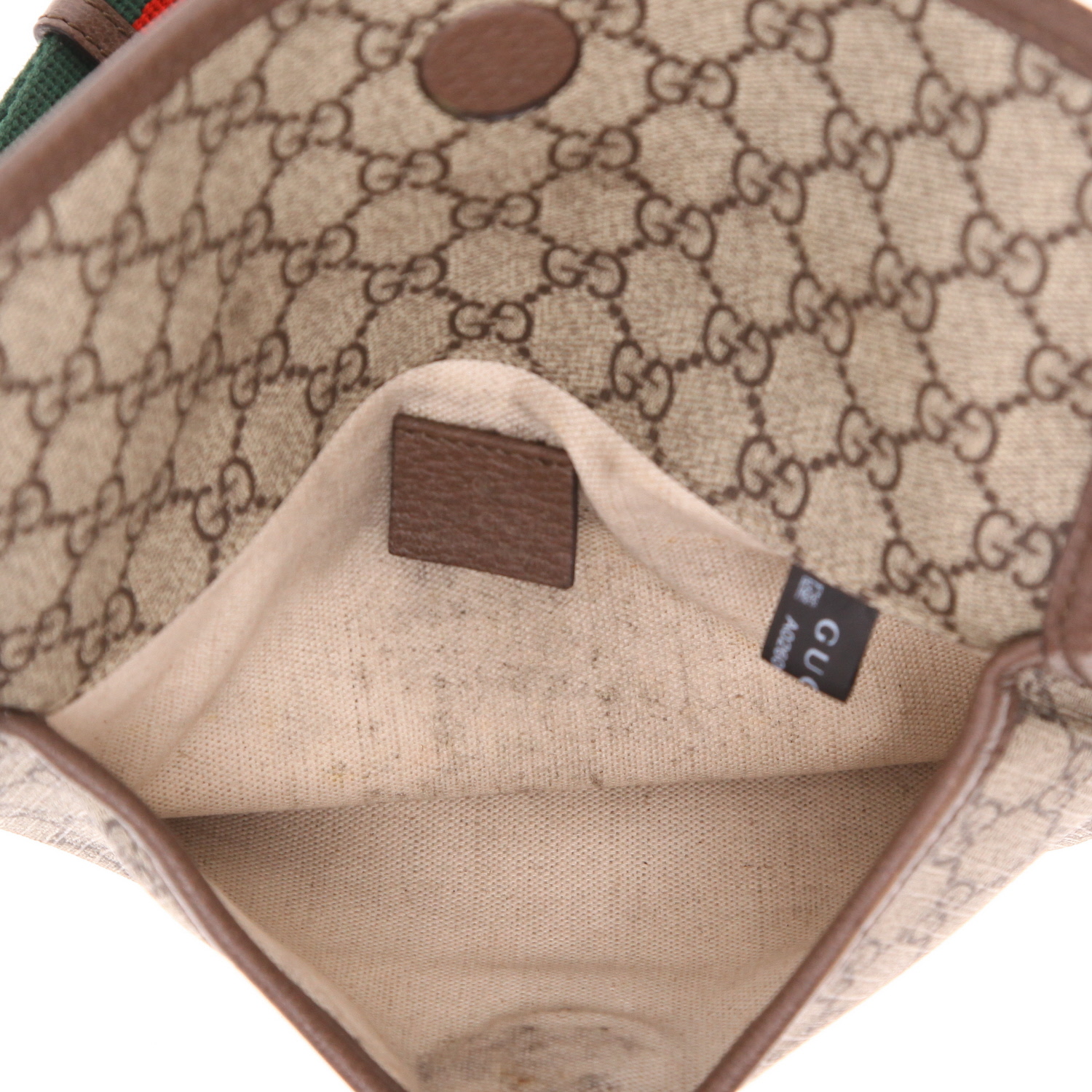 Borsa a tracolla Gucci   in tela "sûpreme GG" beige e pelle marrone - Detail D3