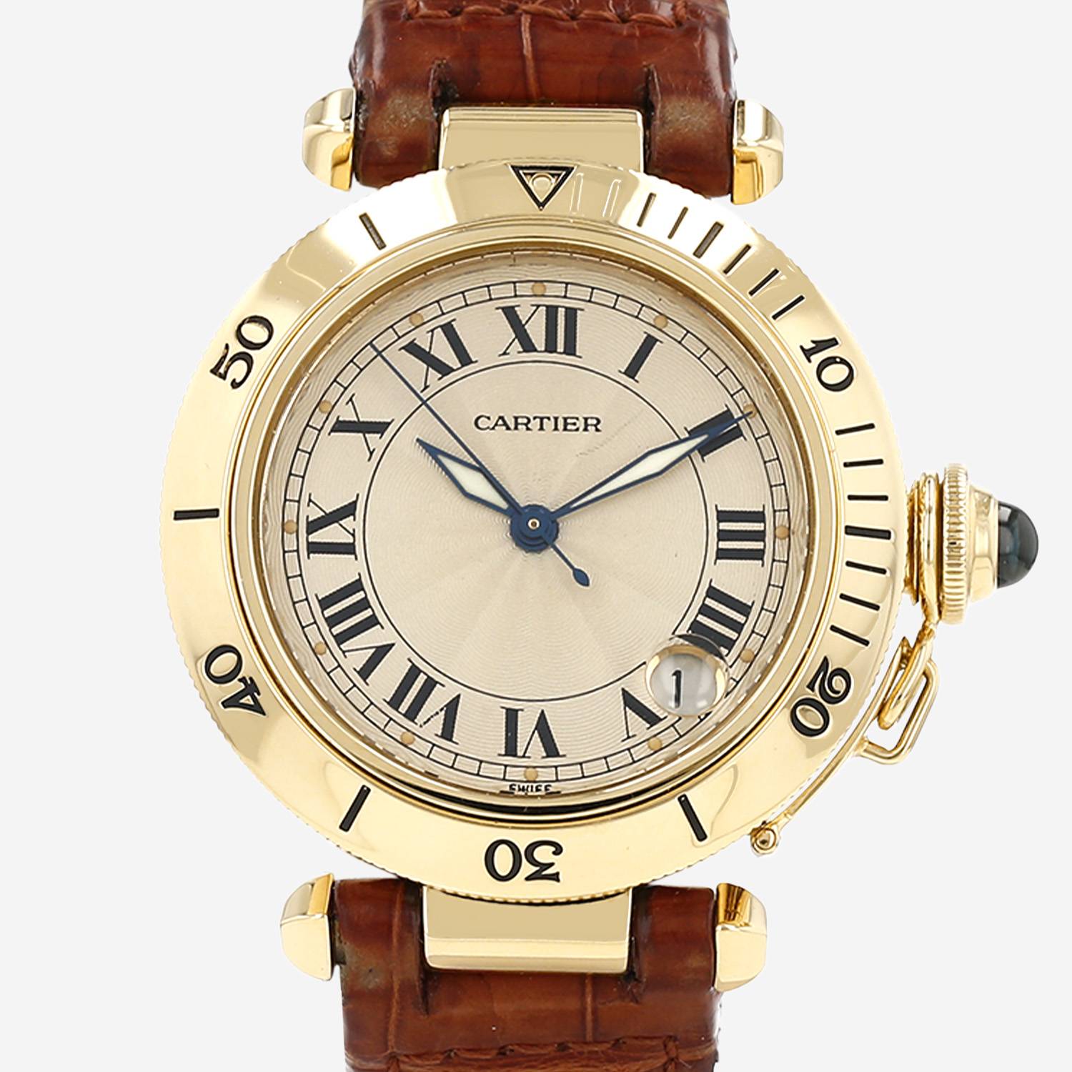 Montre Cartier Pasha en or jaune Ref: Cartier - 1035  Vers 1995