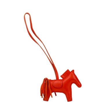 Accessoire de sac Hermès  Rodeo en cuir Swift orange Terre Battue