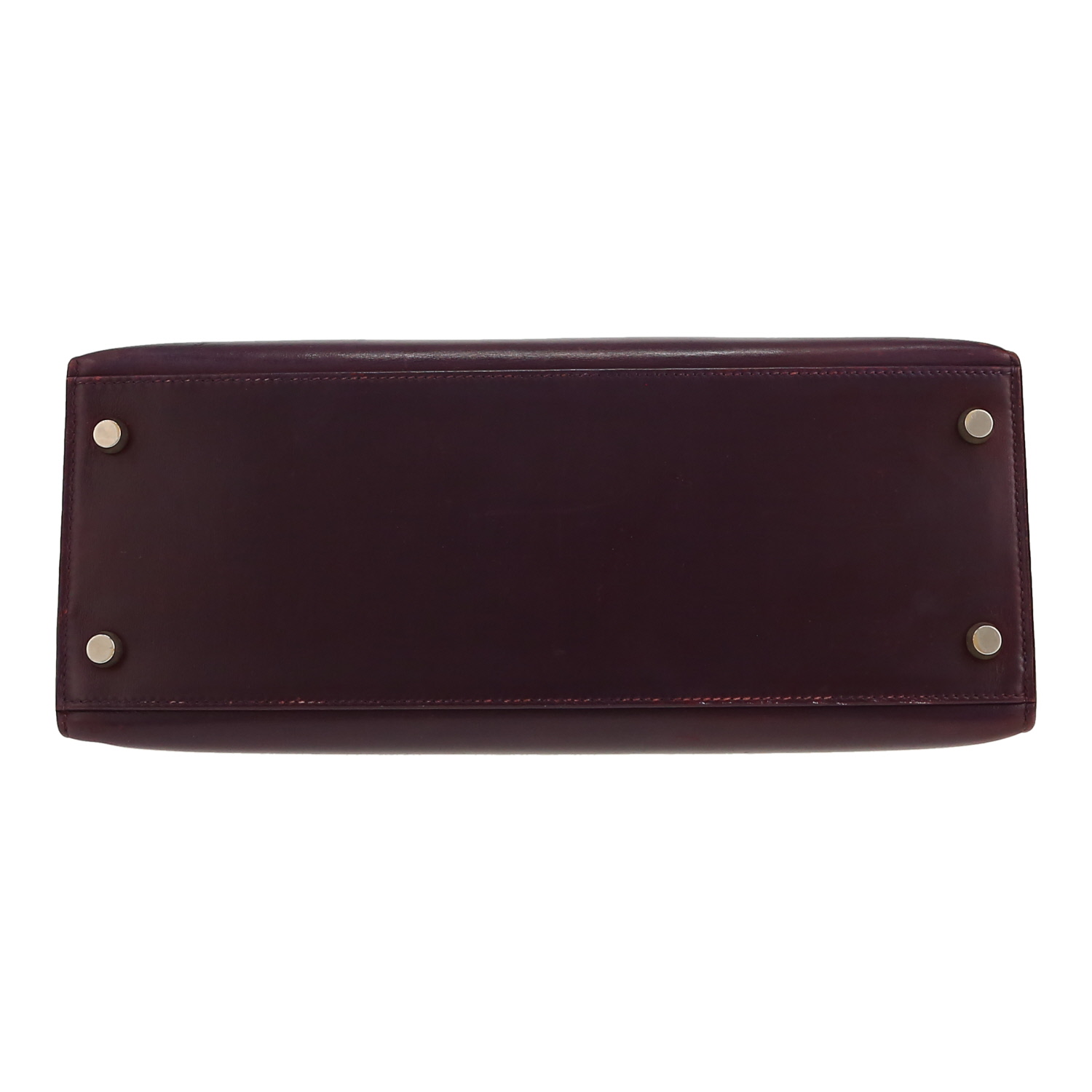 Borsa Hermès  Kelly 28 cm in pelle box viola Raisin - Detail D1