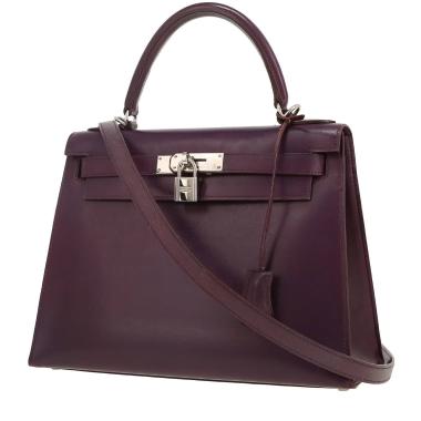 Sac à main Hermès  Kelly 28 cm en cuir box violet Raisin