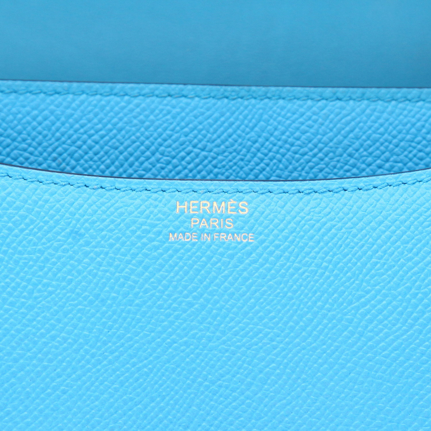 Hermès Constance shoulder bag  in blue epsom leather - Detail D2