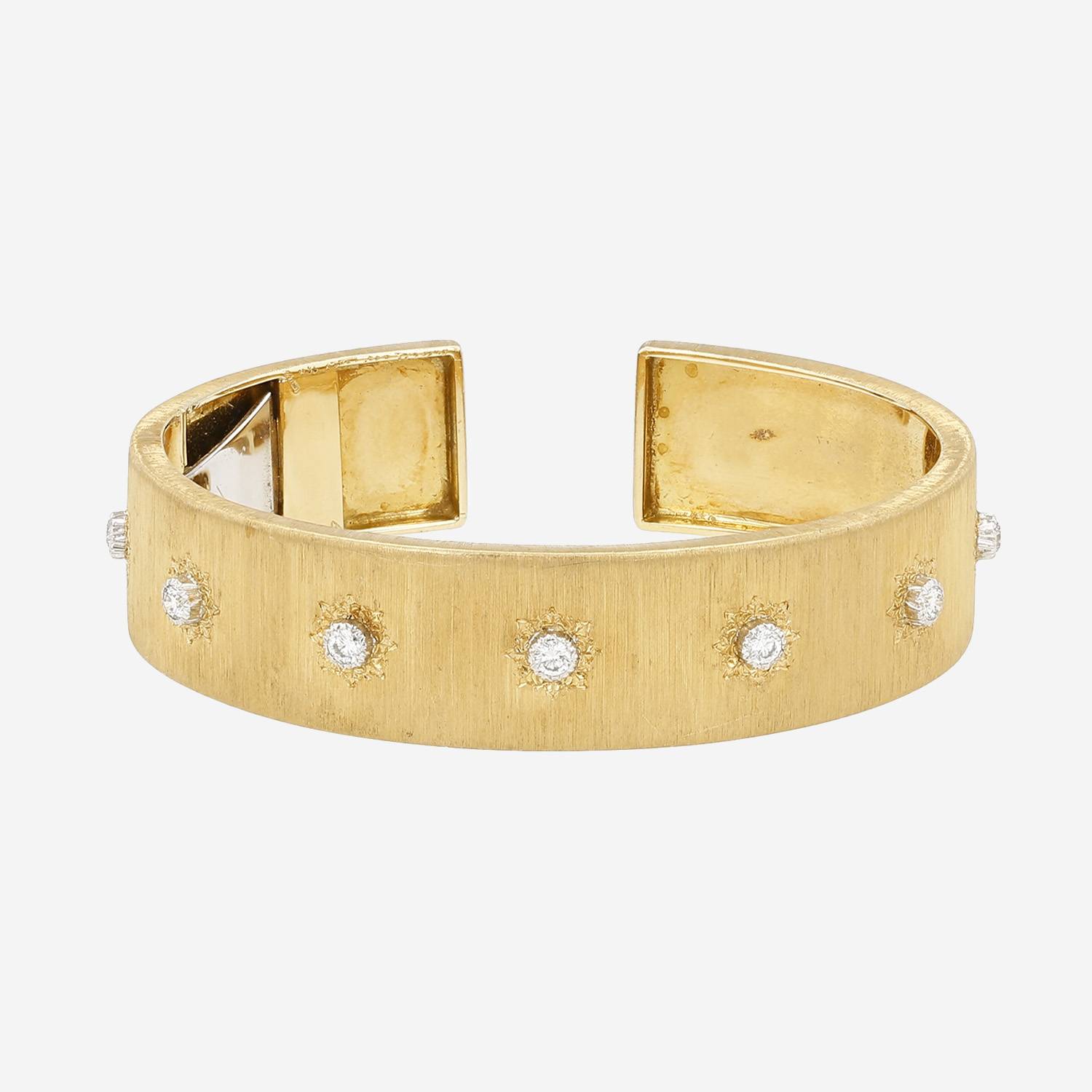 Bracciale a cerchio apribile Buccellati Macri Classica in oro giallo, oro bianco e diamanti