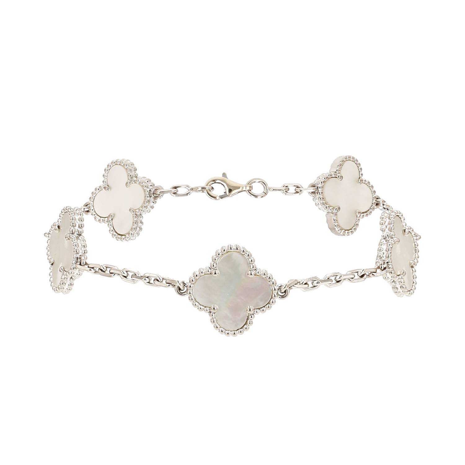 Bracciale Van Cleef & Arpels Vintage Alhambra in oro bianco e madreperla