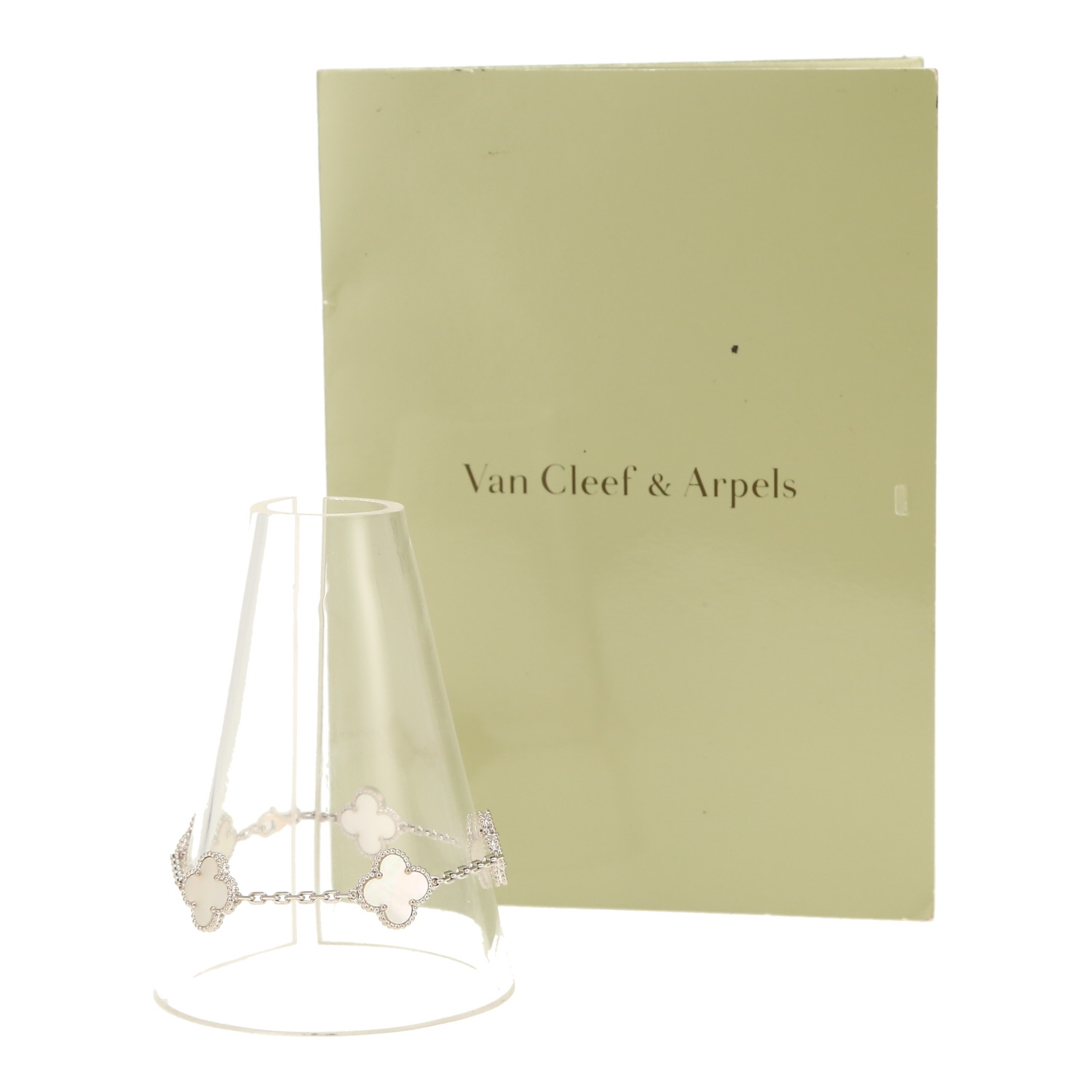 Bracciale Van Cleef & Arpels Vintage Alhambra in oro bianco e madreperla - Detail D2