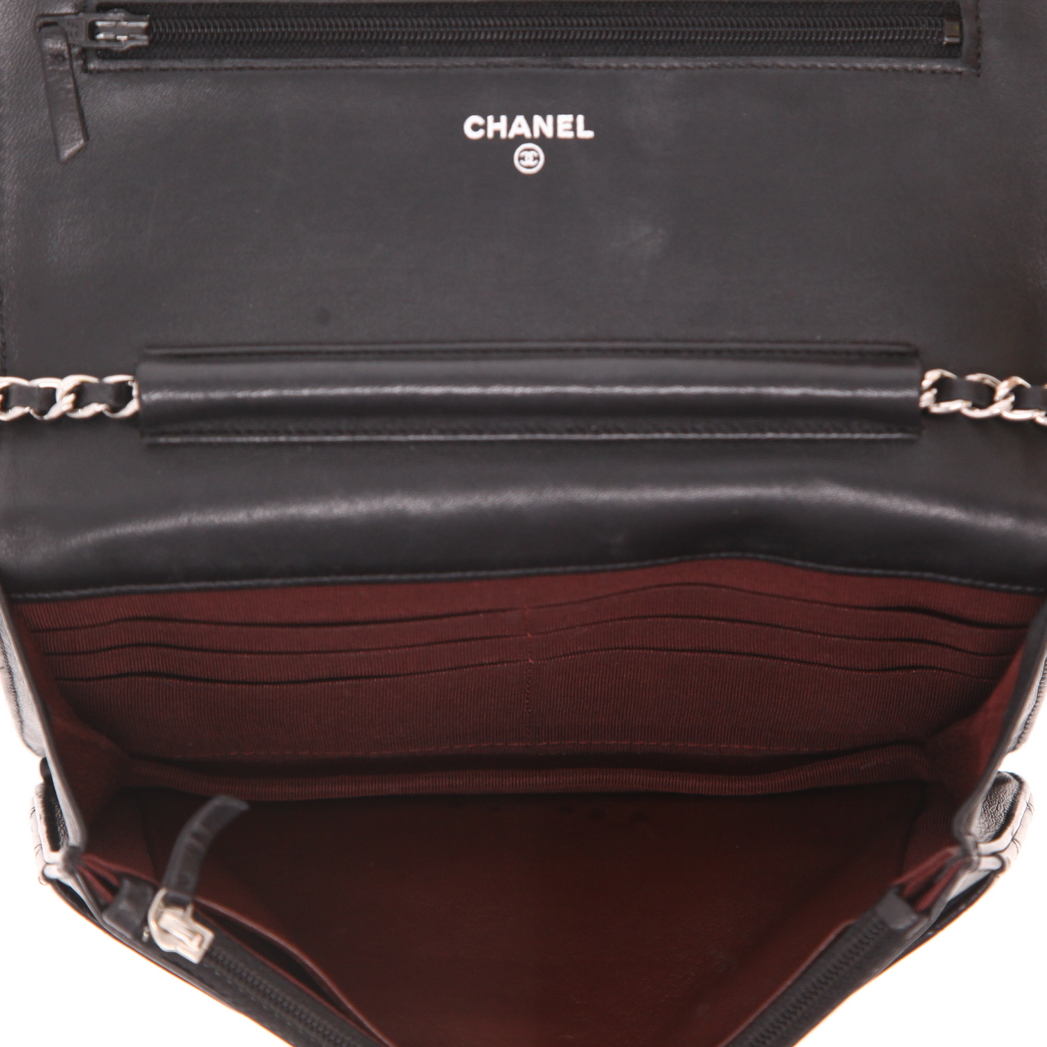 Chanel  Wallet on Chain shoulder bag  in black quilted leather - Detail D3