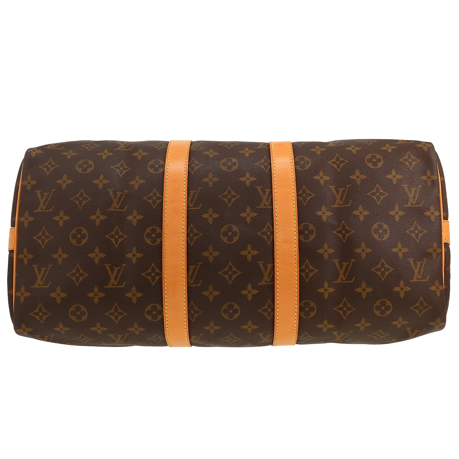 Borsa da viaggio Louis Vuitton  Keepall 45 in tela monogram marrone e pelle naturale - Detail D1