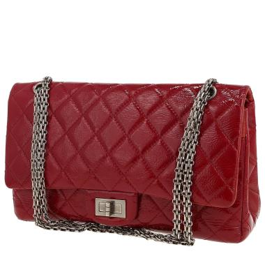Borsa a tracolla Chanel  2.55 modello grande  in pelle verniciata e foderata bordeaux