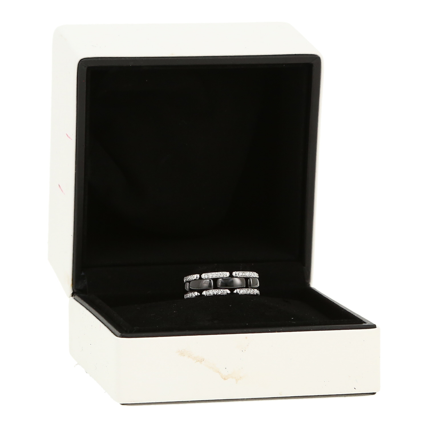 Articulated Chanel Ultra medium model ring in white gold, ceramic and diamonds - Detail D2