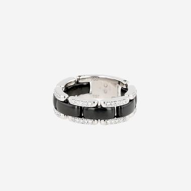 Bague articulée Chanel Ultra moyen modèle en or blanc, céramique et diamants