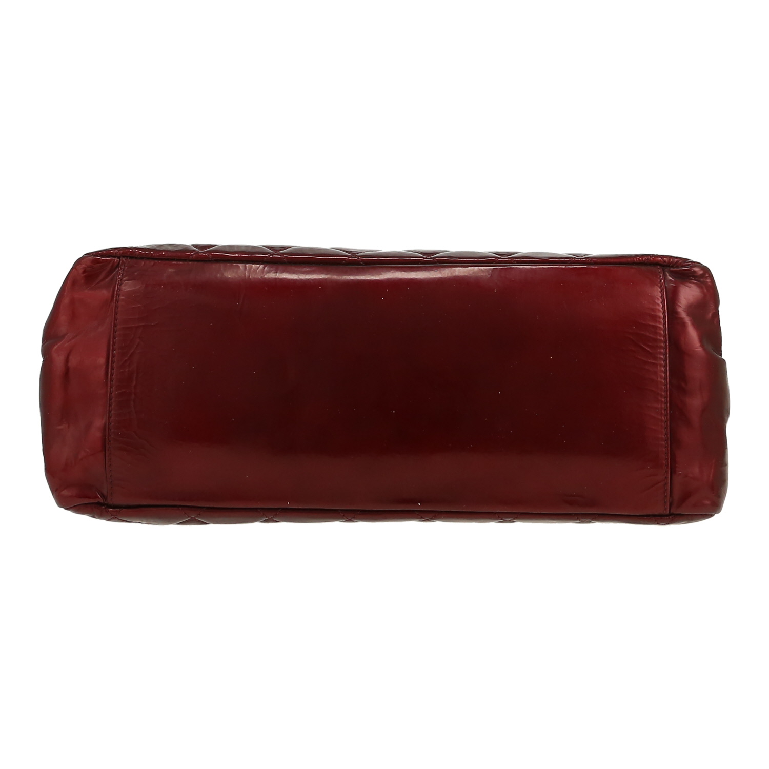 Sac cabas Chanel  Shopping GST en cuir verni matelassé bordeaux - Detail D1