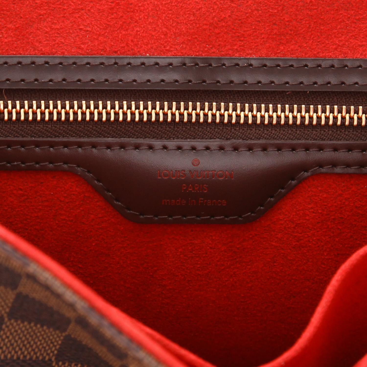 Bolso bandolera Louis Vuitton  Bergamo en lona a cuadros ébano y cuero marrón - Detail D2