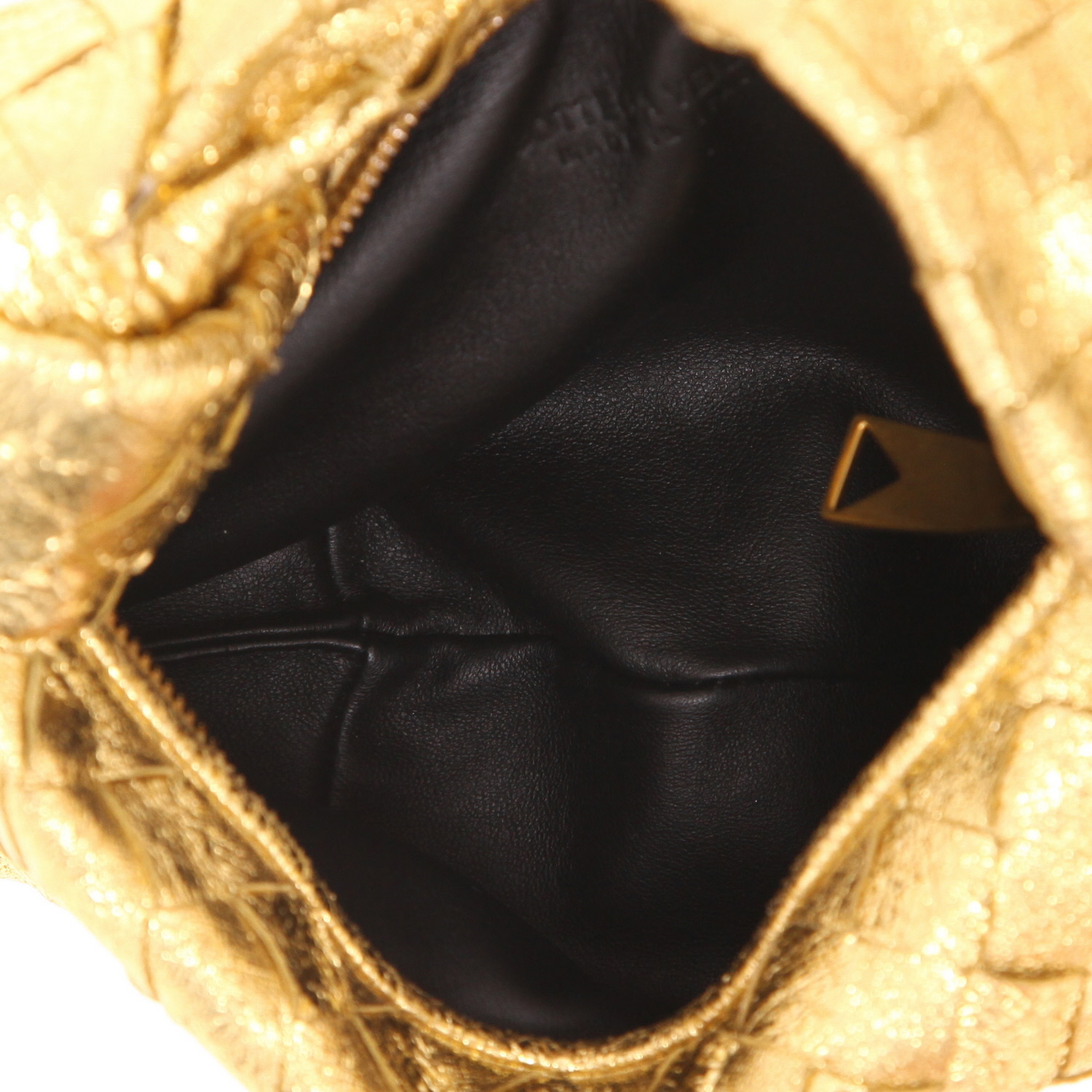 Sac à main Bottega Veneta  Mini Jodie en cuir intrecciato doré - Detail D3
