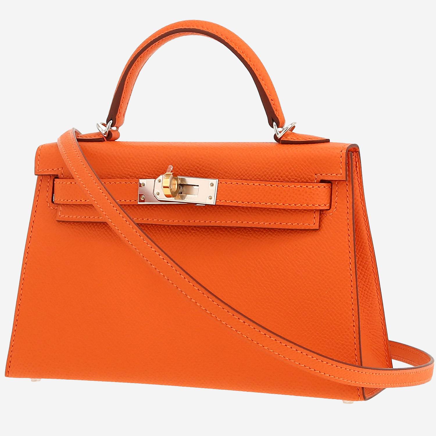 Bolso bandolera Hermès  Kelly 20 cm en cuero epsom naranja Electrum hardware