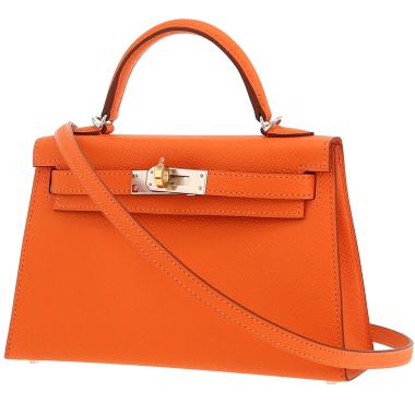 Sac bandoulière Hermès  Kelly 20 cm en cuir epsom orange garniture Electrum
