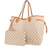 Shopping bag Louis Vuitton  Neverfull in tela a scacchi azzurro e pelle naturale - 00pp thumbnail