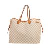 Shopping bag Louis Vuitton  Neverfull in tela a scacchi azzurro e pelle naturale - 360 thumbnail