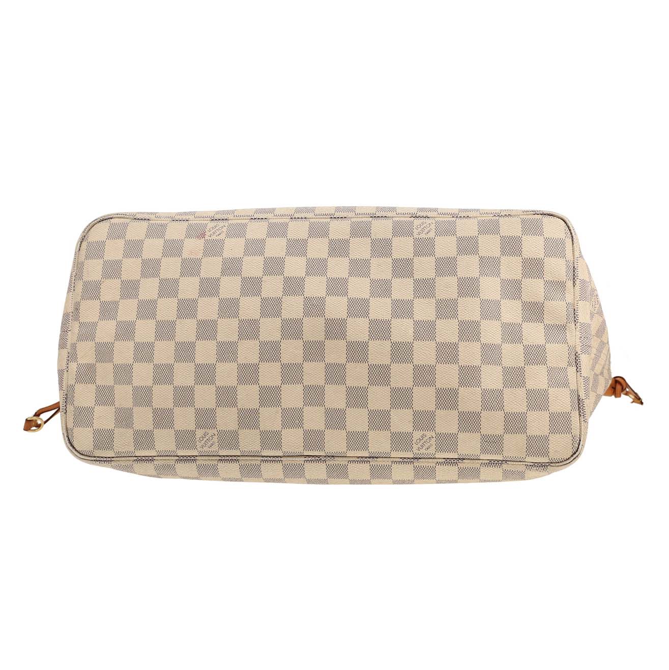 Bolso Cabás Louis Vuitton  Neverfull en lona a cuadros azul celeste y cuero natural - Detail D1