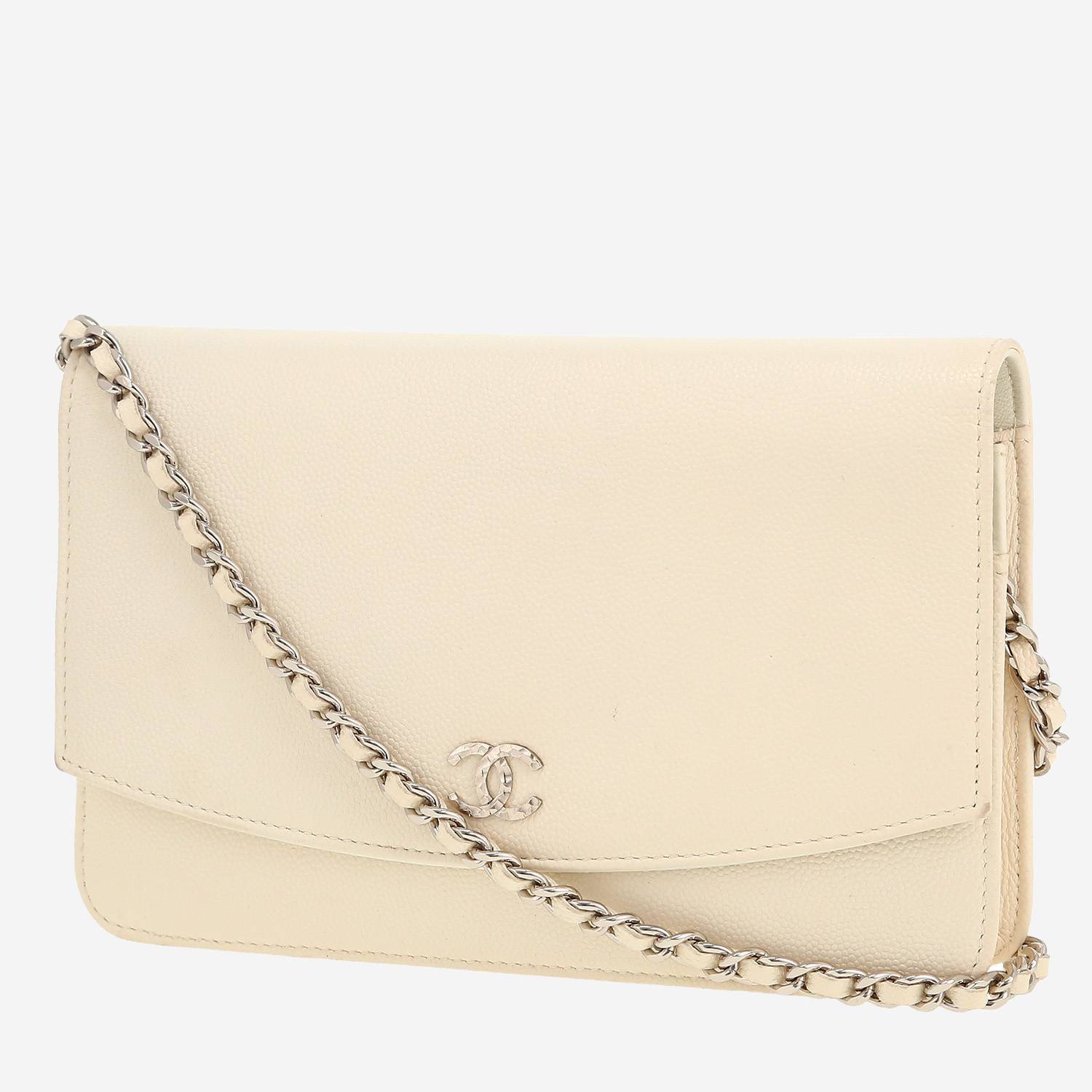 Chanel  Wallet on Chain shoulder bag  in white grained leather