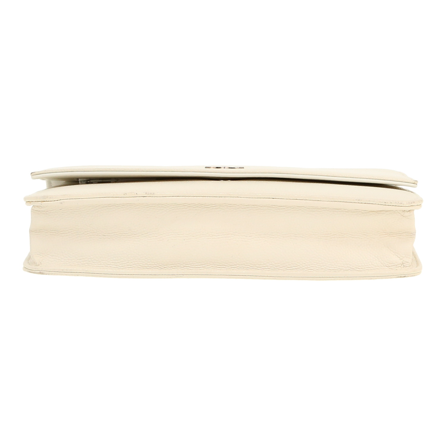 Chanel  Wallet on Chain shoulder bag  in white grained leather - Detail D1