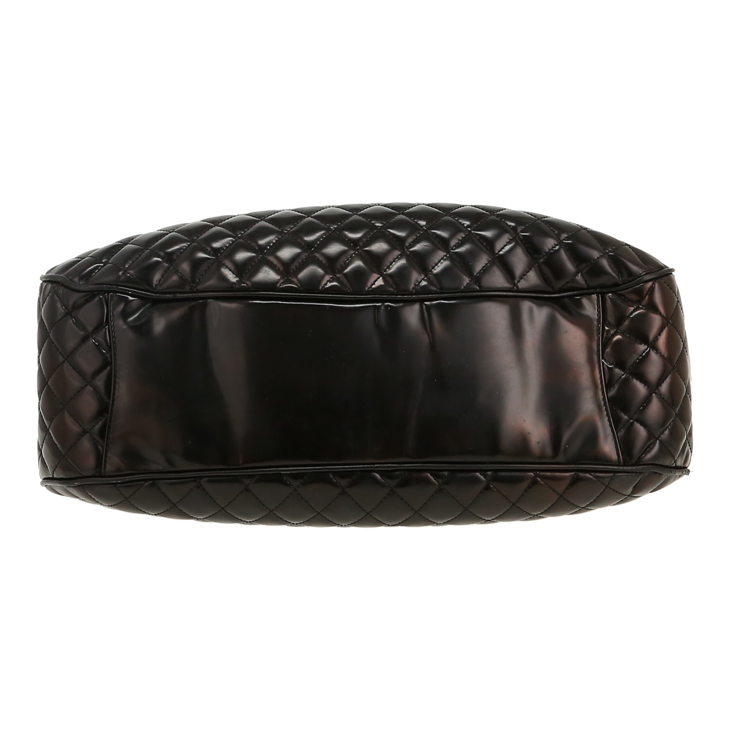 Sac à main Chanel  Vintage en cuir verni matelassé noir - Detail D1
