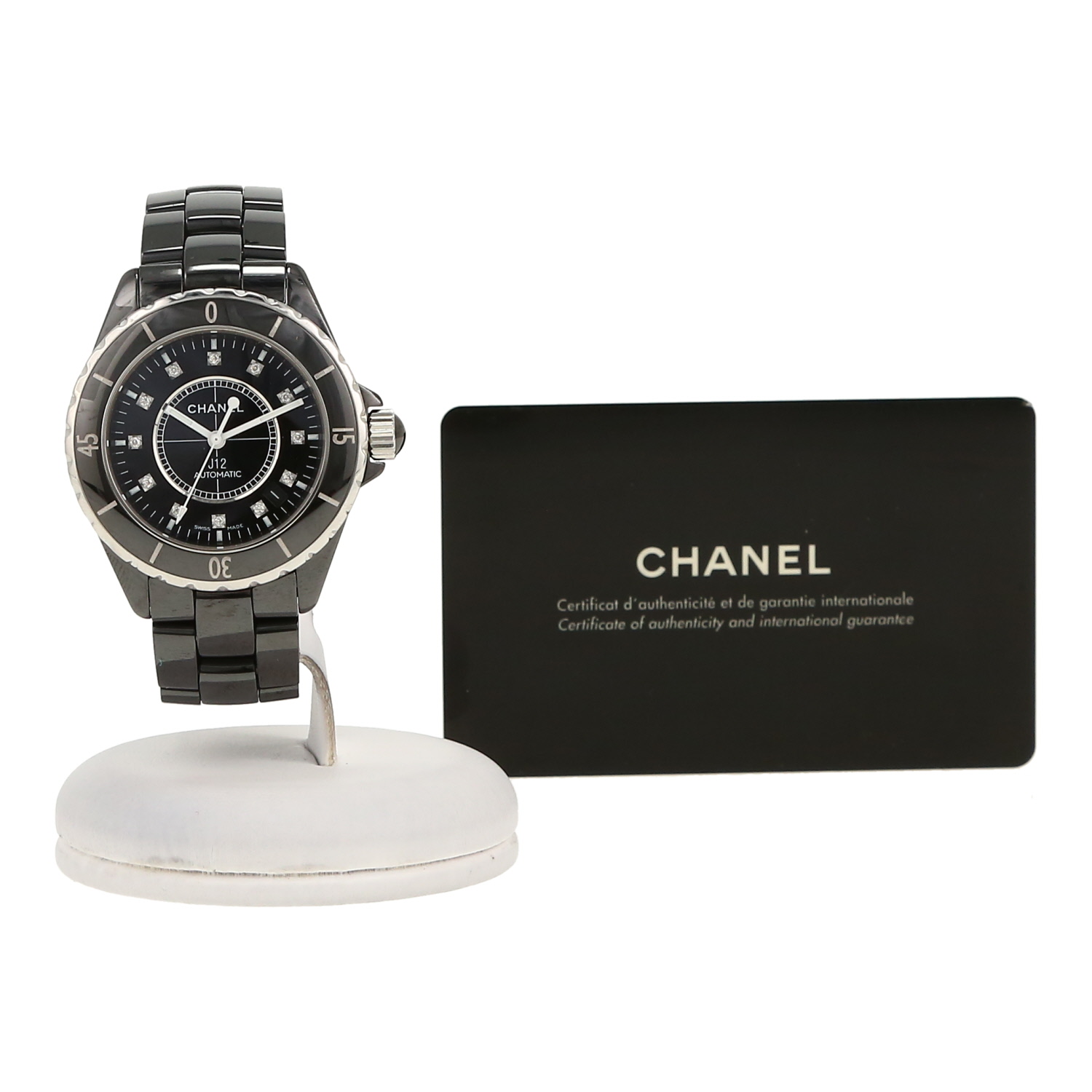 Reloj Chanel J12 Joaillerie de cerámica negra y acero - Detail D2