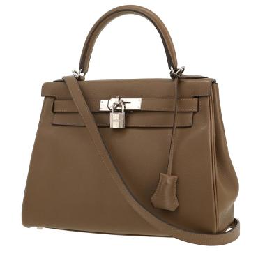 Sac à main Hermès  Kelly 28 cm en cuir Evergrain taupe