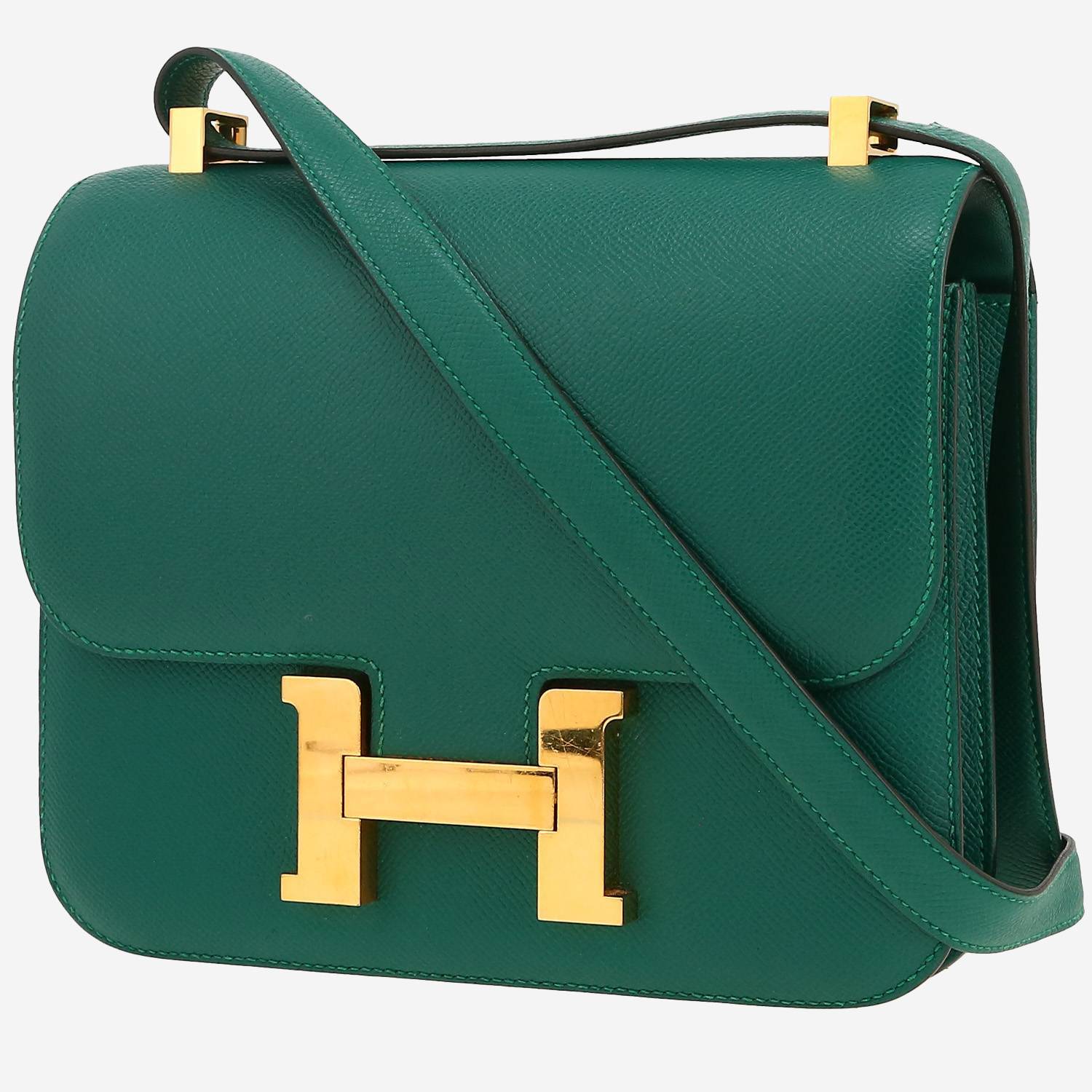 Bolso de mano Hermès  Constance en cuero epsom verde malaquita