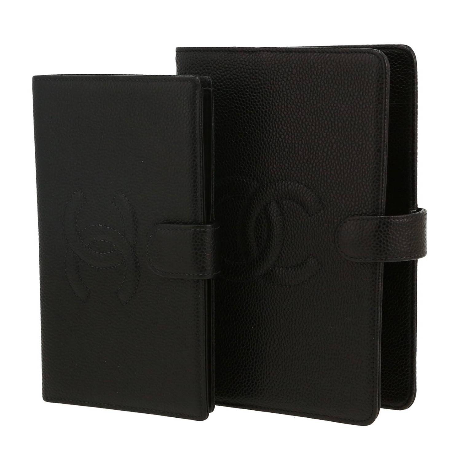 Portefeuille Chanel  Vintage en cuir grainé noir