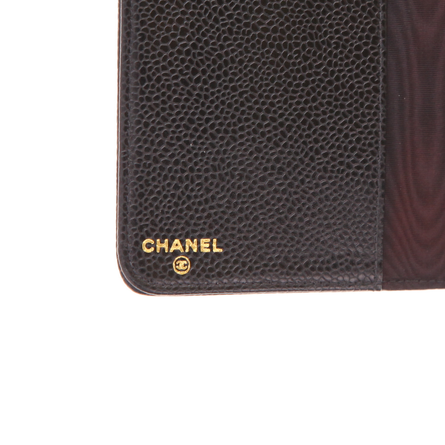 Portefeuille Chanel  Vintage en cuir grainé noir - Detail D2